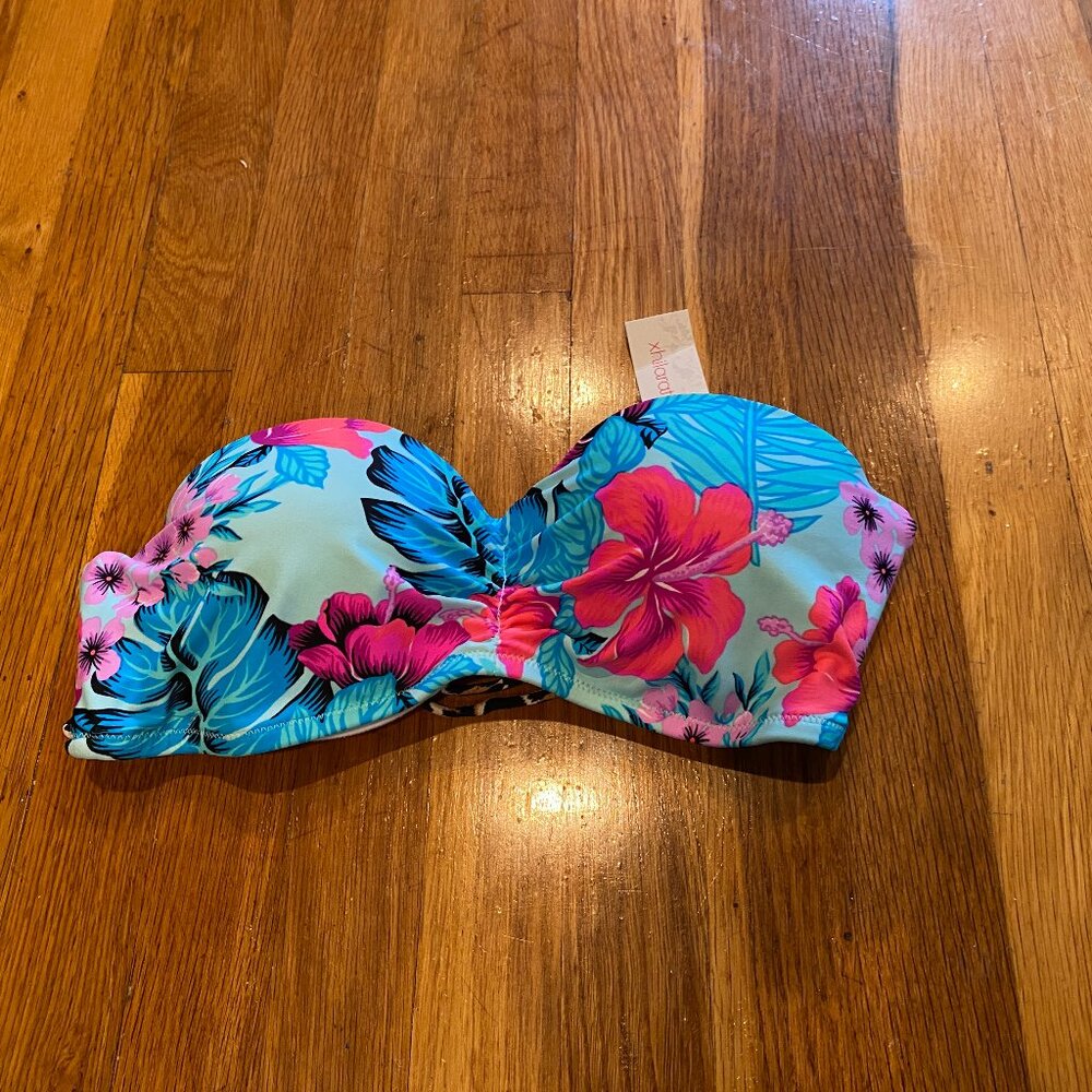 Xhilaration Push Up Floral Bandeau Bikini Top NWT Size XL